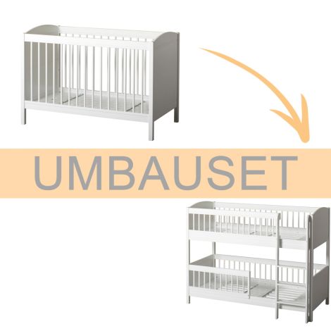 Oliver Furniture Umbauset Seaside Lille+ Baby- und Kinderbett Basic zum halbhohen Etagenbett Weiß 