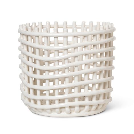 ferm LIVING Schale Keramik-Korb Large Off-White 