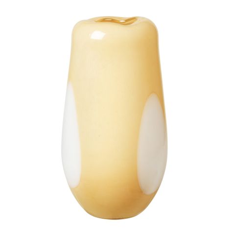 Broste Copenhagen Vase Ada Dot Mungeblasenes Glas Golden Fleece Yellow 37 cm 