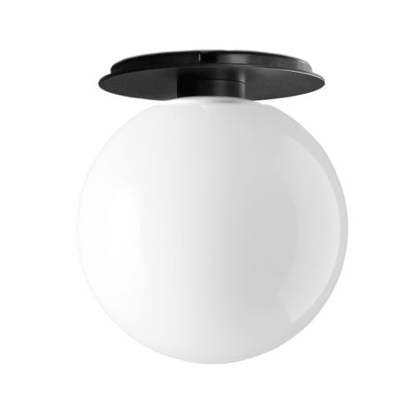 Menu TR Bulb Decken-/Wandlampe Black mit glänzendem Opalglas 