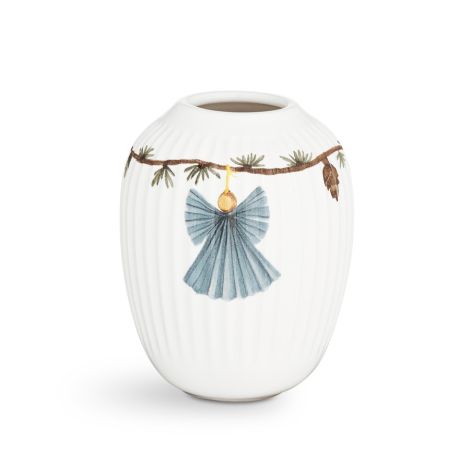 Kähler Design Hammershøi Christmas Vase 10.5 cm weiß mit Dekoration 