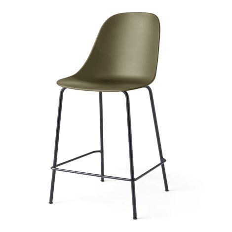 Audo Harbour Stuhl Side Counter Chair Black Steel Base/Olive Shell 