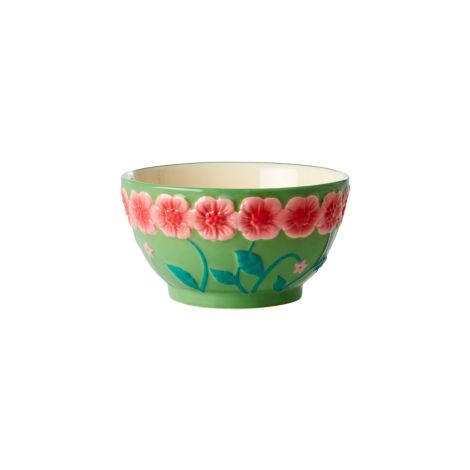 Rice Schüssel Keramik Embossed Flower Design Sage Green Small 