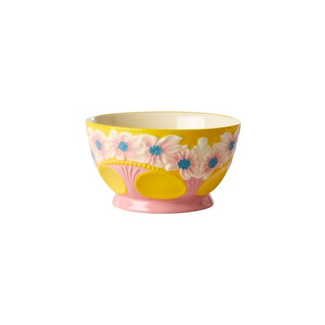 Rice Schüssel Keramik Embossed Flower Design Yellow Small 