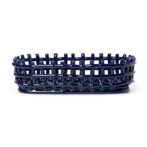 ferm LIVING Korb Ceramic Basket Oval Blue 