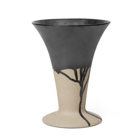 ferm LIVING Vase Flores Sand/Black inkl. Einsatz 