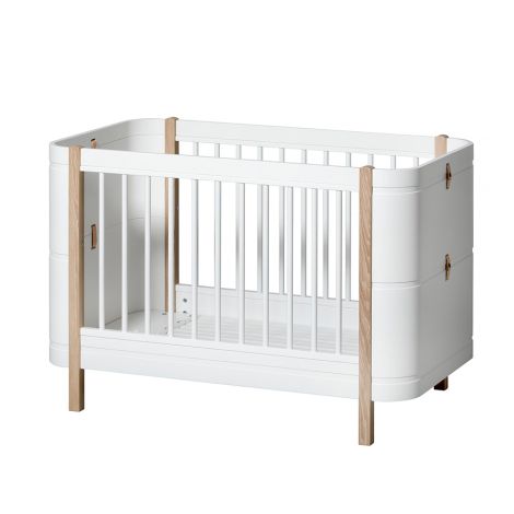 Oliver Furniture Wood Mini+ Babybett Weiß/Eiche exkl. Umbauset Juniorbett 