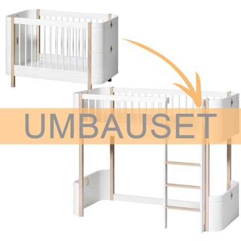 Oliver Furniture Umbauset für Baby- und Kinderbett Wood Mini+ zum halbhohen Hochbett Weiß/Eiche 