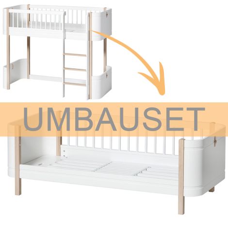 Oliver Furniture Umbauset Wood Mini+ halbhohes Hochbett zum Juniorbett Weiß/Eiche 
