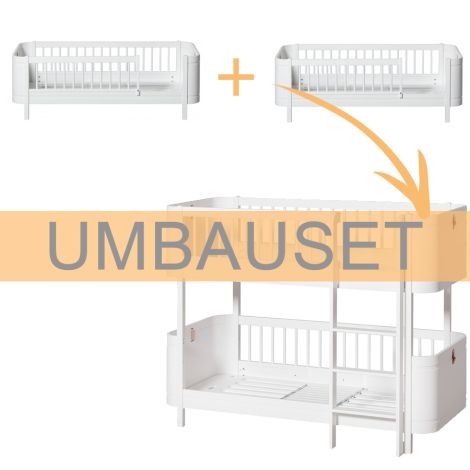 Oliver Furniture Umbauset Wood Mini+ 2 Juniorbetten zum halbhohen Etagenbett Weiß 