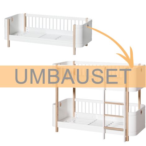 Oliver Furniture Umbauset Wood Mini+ Juniorbett zum halbhohen Etagenbett Weiß/Eiche 