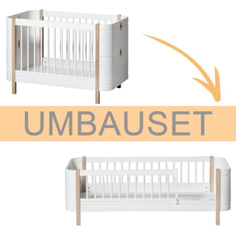 Oliver Furniture Umbauset Wood Mini+ Babybett zum Juniorbett Weiß/Eiche 