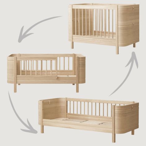 Oliver Furniture Wood Mini+ Baby- und Kinderbett inkl. Umbauset Juniorbett Eiche 