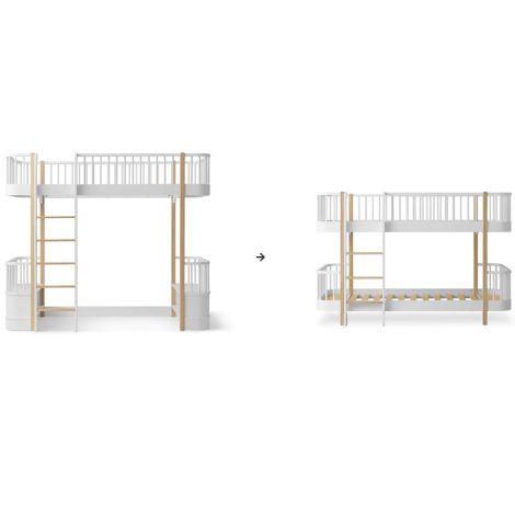 Oliver Furniture Umbauset Wood Original Hochbett zum halbhohen Etagenbett weiß/Eiche 