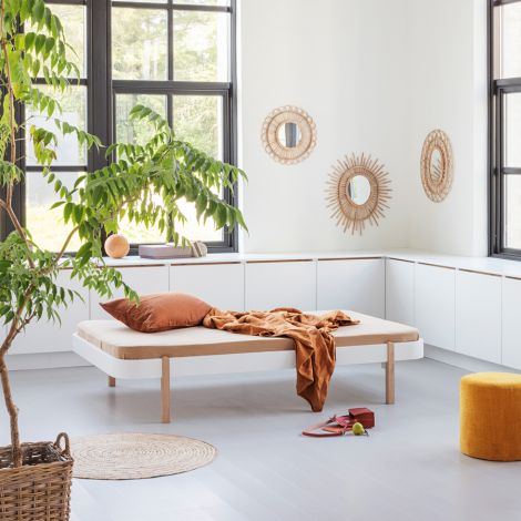 Oliver Furniture Bett Wood Lounger 120 x 200 Weiß/Eiche 