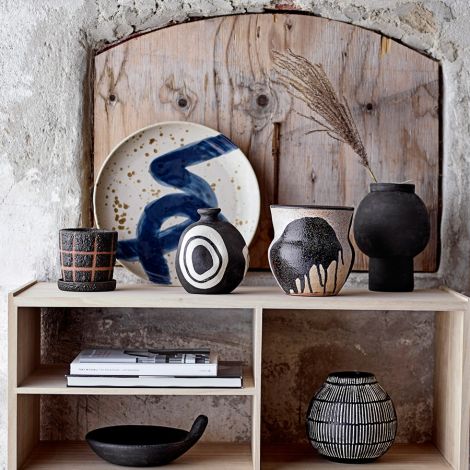 Bloomingville Deko-Vase Mika Black Terracotta 