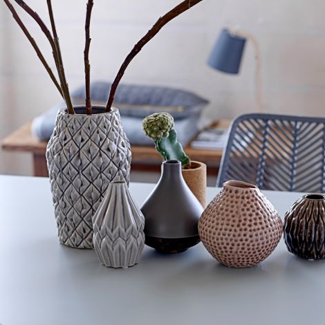 Bloomingville Porzellan-Vase Wide Flute Cool Grey 