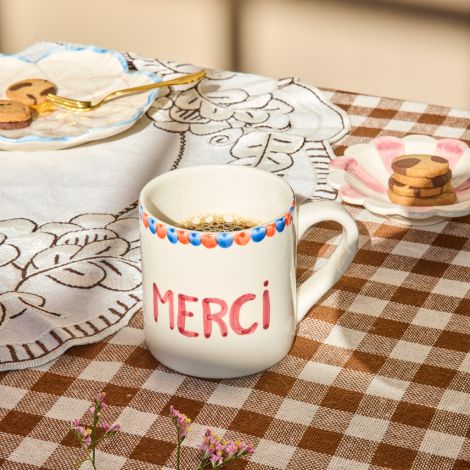 Rice Keramik Tasse handbemalt MERCI 