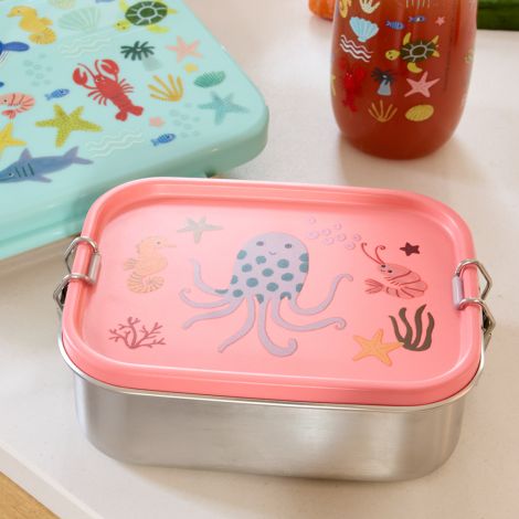 Rice Edelstahl Lunchbox Brotdose mit flexiblem Trenner Coral Ocean 800 ml 