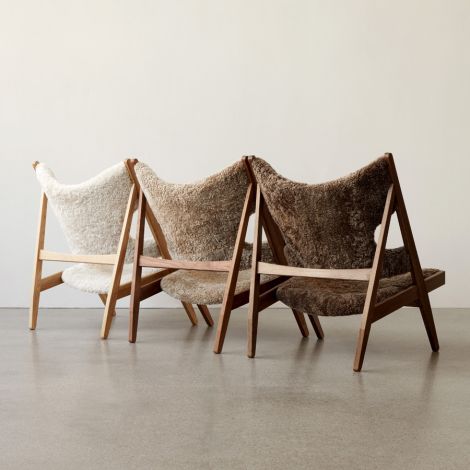 Audo Knitting Stuhl Lounge Chair Natural Oak/ Sheepskin White 