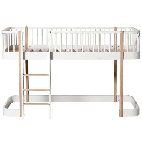 Oliver Furniture Umbauset Wood Original Einzelbett zum halbhohen Hochbett Weiß/Eiche 