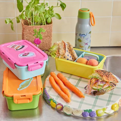 Rice Brotdose Lunchbox mit 3 Segmenten Pink/Mint 