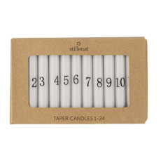 IB LAURSEN Dünne Kerzen 1-24 weiß mit schwarzen Zahlen
