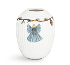 Kähler Design Hammershøi Christmas Vase 10.5 cm weiß mit Dekoration