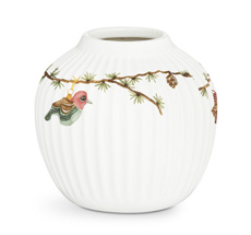 Kähler Design Hammershøi Christmas Vase 13 cm weiß mit Dekoration