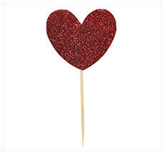 Miss Étoile Deko-Stick Paper Big Heart Red Glitter 12 Stk. •