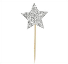 Miss Étoile Deko-Stick Big Star Silver 12 Stk.