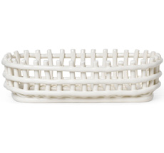 ferm LIVING Korb Ceramic Basket Oval Off-White