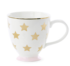 Miss Étoile Kaffeetasse Stars Weiß/Gold 10 cm