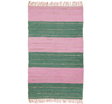 Rice Teppichläufer Baumwolle Green/Pink mit goldenen Details 