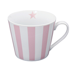 Krasilnikoff Happy Cup Tasse Vertical Stripes Pink •