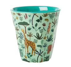 Rice Melamin Becher All Over Jungle Animals Two Tone Green