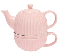 GreenGate Teetasse mit Kanne Tea For One Alice Pale Pink