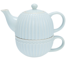 GreenGate Teetasse mit Kanne Tea For One Alice Pale Blue
