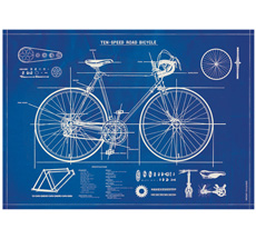 Cavallini Poster Bicycle Blueprint